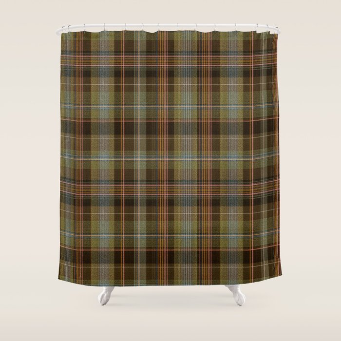 Heritage Tartan Plaid Pattern in Earth Tones with Olive, Rust Shower Curtain Gallery Image 1