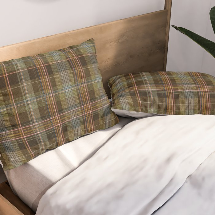 Heritage Tartan Plaid Pattern in Earth Tones with Olive, Rust Pillow Sham Gallery Image 2