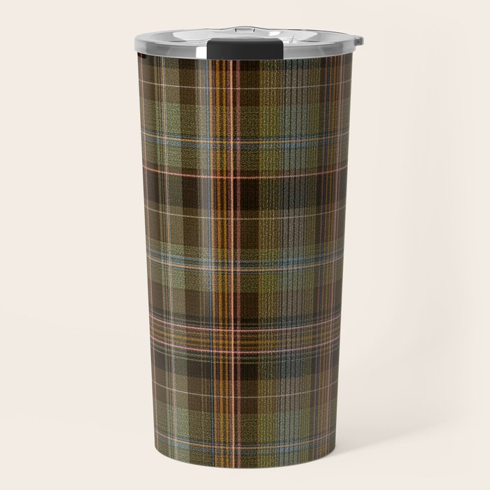 Heritage Tartan Plaid Pattern in Earth Tones with Olive, Rust Travel Mug Gallery Image 1