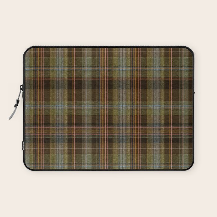 Heritage Tartan Plaid Pattern in Earth Tones with Olive, Rust Laptop Sleeve Gallery Image 1