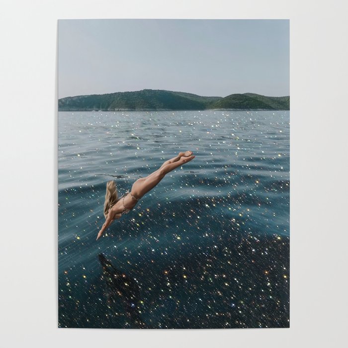 THE DIVE | summer | swim | ocean | waves | blue | summer | swim | sea | bling | shining | glitter |  Poster Gallery Image 1
