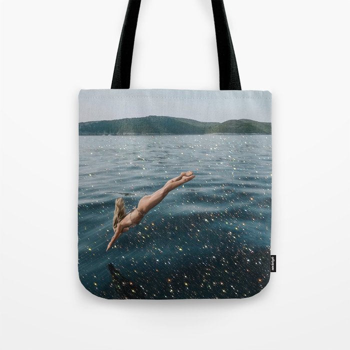 THE DIVE | summer | swim | ocean | waves | blue | summer | swim | sea | bling | shining | glitter |  Tote Bag Gallery Image 1