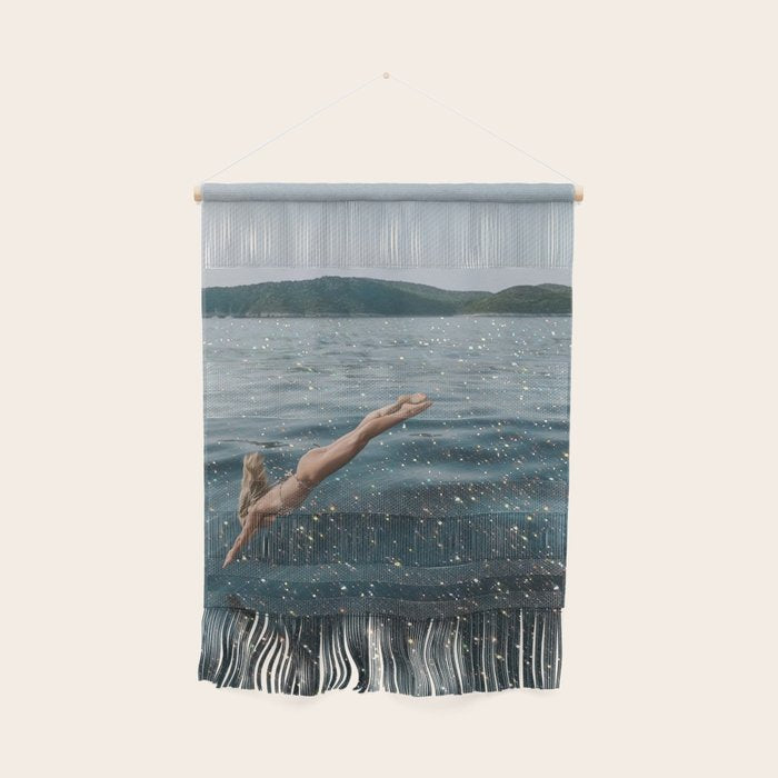 THE DIVE | summer | swim | ocean | waves | blue | summer | swim | sea | bling | shining | glitter |  Wall Hanging Gallery Image 1