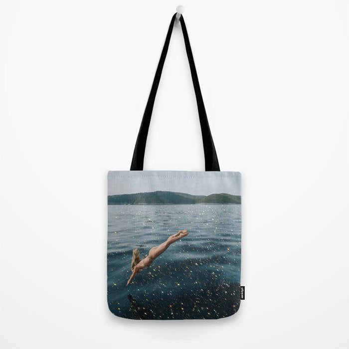 THE DIVE | summer | swim | ocean | waves | blue | summer | swim | sea | bling | shining | glitter |  Tote Bag Gallery Image 2