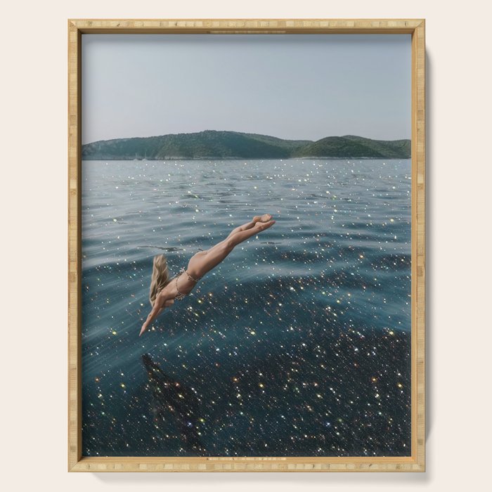 THE DIVE | summer | swim | ocean | waves | blue | summer | swim | sea | bling | shining | glitter |  Serving Tray Gallery Image 1