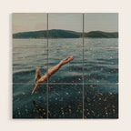THE DIVE | summer | swim | ocean | waves | blue | summer | swim | sea | bling | shining | glitter |  Wood Wall Art Gallery Image 1