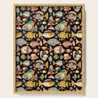 Whimsical Underwater World Multicolor Fish Pattern Black Serving Tray Gallery Image 1