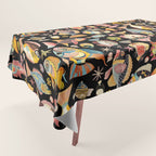 Whimsical Underwater World Multicolor Fish Pattern Black Tablecloth Gallery Image 1