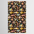 Whimsical Underwater World Multicolor Fish Pattern Black Tablecloth Gallery Image 2