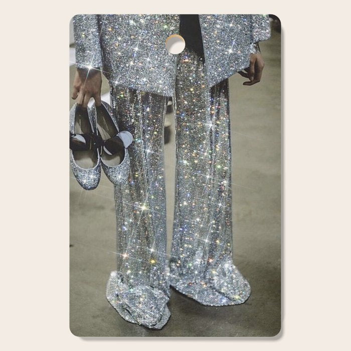 AT THE END OF THE WORKDAY | digital art collage by yana potter | sparkle suit | jacket | glitter  Cutting Board Gallery Image 1