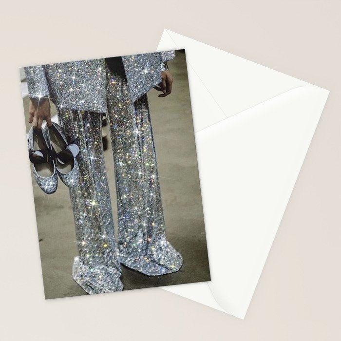 AT THE END OF THE WORKDAY | digital art collage by yana potter | sparkle suit | jacket | glitter  Stationery Card Gallery Image 2