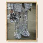 AT THE END OF THE WORKDAY | digital art collage by yana potter | sparkle suit | jacket | glitter  Serving Tray Gallery Image 1