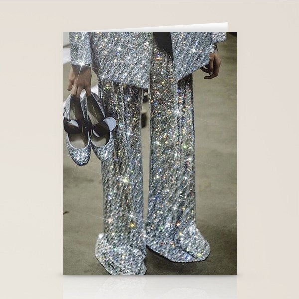 AT THE END OF THE WORKDAY | digital art collage by yana potter | sparkle suit | jacket | glitter  Stationery Card Gallery Image 2