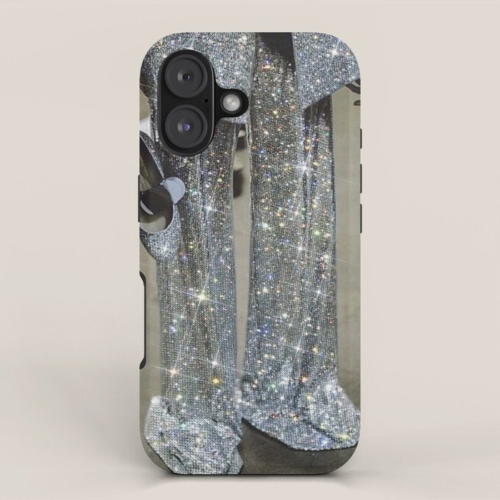 AT THE END OF THE WORKDAY | digital art collage by yana potter | sparkle suit | jacket | glitter  iPhone Case Gallery Image 1