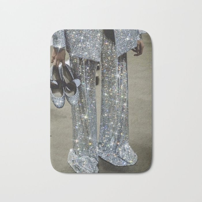 AT THE END OF THE WORKDAY | digital art collage by yana potter | sparkle suit | jacket | glitter  Bath Mat Gallery Image 1