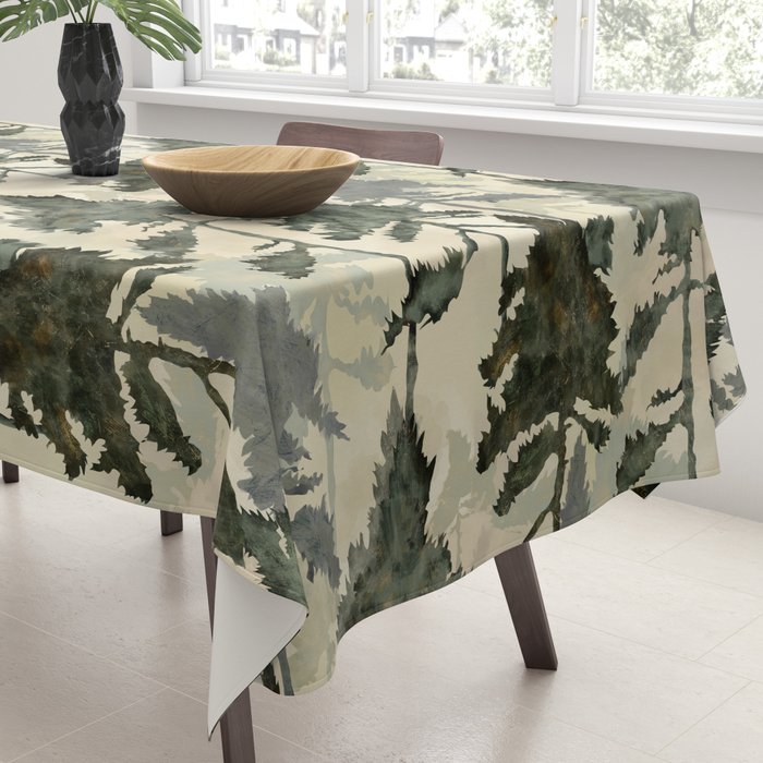 Enchanted Watercolor Pine Forest Tablecloth Gallery Image 3