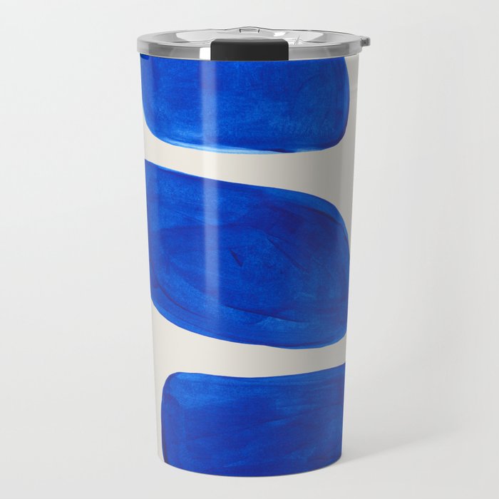 Minimalist Modern Mid Century Colorful Abstract Shapes Phthalo Blue Native Pebbles Stacked Travel Mug Gallery Image 1