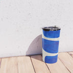 Minimalist Modern Mid Century Colorful Abstract Shapes Phthalo Blue Native Pebbles Stacked Travel Mug Gallery Image 4