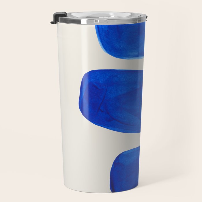 Minimalist Modern Mid Century Colorful Abstract Shapes Phthalo Blue Native Pebbles Stacked Travel Mug Gallery Image 3