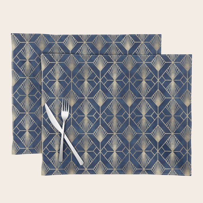 Art Deco Diamonds in Navy and Gold Placemat Gallery Image 1