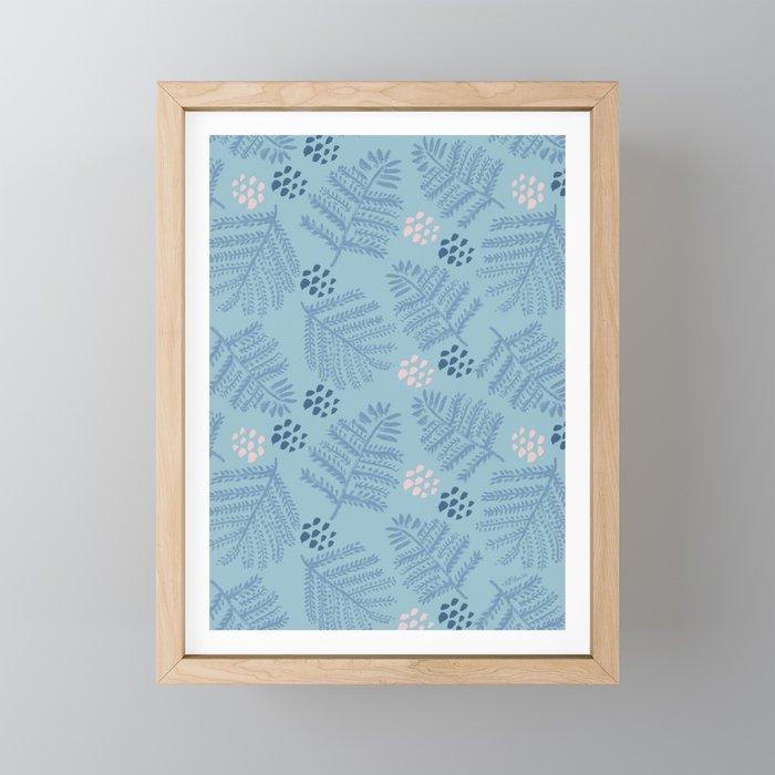Winter & Woodsy Pine Trees in Warm Blue Mini Art Print Gallery Image 1
