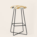 Mid Century Modern Piquet Pattern in Mustard Gold Charcoal Cream  Stool Gallery Image 1