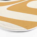 Mid Century Modern Piquet Pattern in Mustard Gold Charcoal Cream  Bath Mat Gallery Image 3