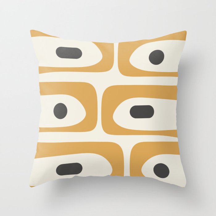 Mid Century Modern Piquet Pattern in Mustard Gold Charcoal Cream  Throw Pillow Gallery Image 6