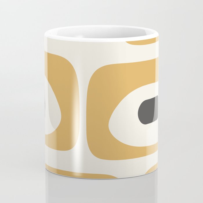 Mid Century Modern Piquet Pattern in Mustard Gold Charcoal Cream  Coffee Mug Gallery Image 4