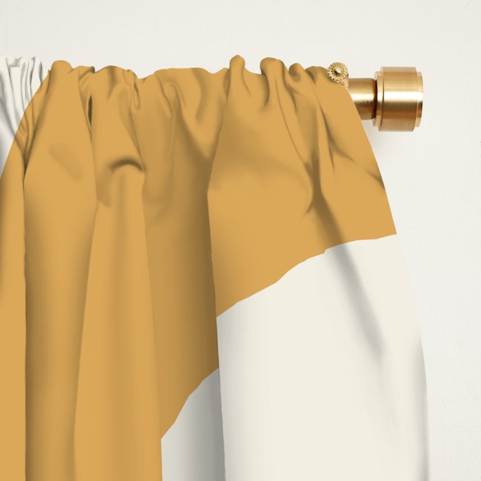Mid Century Modern Piquet Pattern in Mustard Gold Charcoal Cream  Window Curtain Gallery Image 2