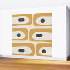 Mid Century Modern Piquet Pattern in Mustard Gold Charcoal Cream  Wall Mural Gallery Image 2