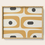 Mid Century Modern Piquet Pattern in Mustard Gold Charcoal Cream  Serving Tray Gallery Image 1