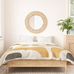 Mid Century Modern Piquet Pattern in Mustard Gold Charcoal Cream  Duvet Cover Gallery Image 3