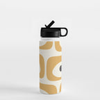 Mid Century Modern Piquet Pattern in Mustard Gold Charcoal Cream  Water Bottle Gallery Image 1