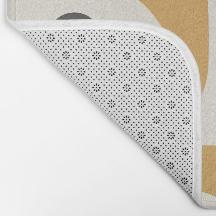 Mid Century Modern Piquet Pattern in Mustard Gold Charcoal Cream  Bath Mat Gallery Image 2