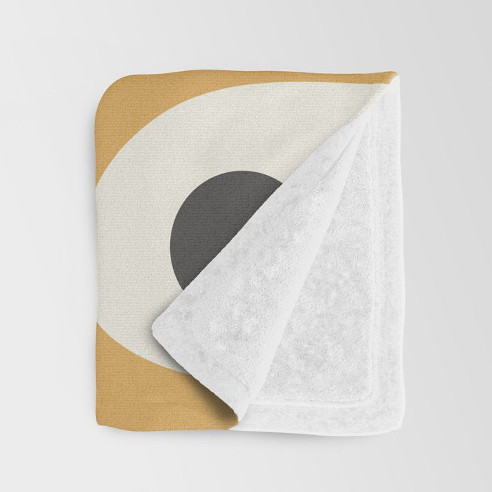 Mid Century Modern Piquet Pattern in Mustard Gold Charcoal Cream  Throw Blanket Gallery Image 3