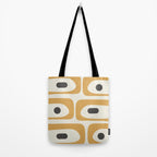 Mid Century Modern Piquet Pattern in Mustard Gold Charcoal Cream  Tote Bag Gallery Image 2