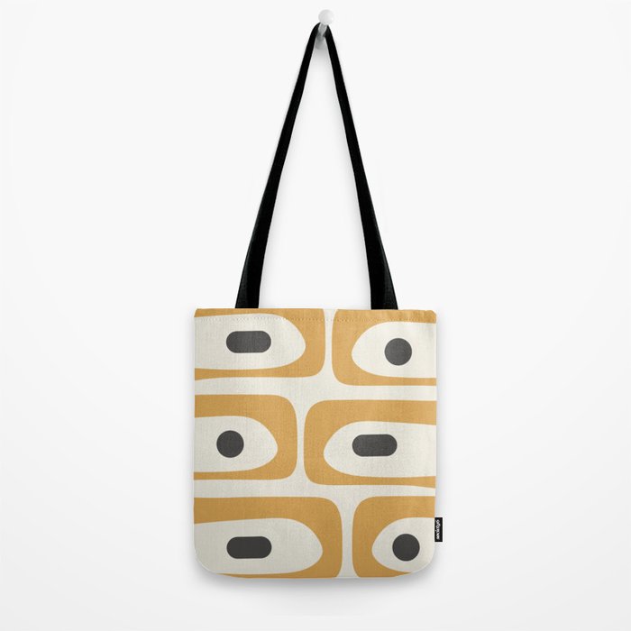 Mid Century Modern Piquet Pattern in Mustard Gold Charcoal Cream  Tote Bag Gallery Image 2