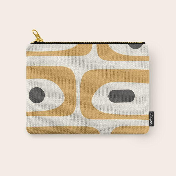 Mid Century Modern Piquet Pattern in Mustard Gold Charcoal Cream  Carry All Pouch Gallery Image 1