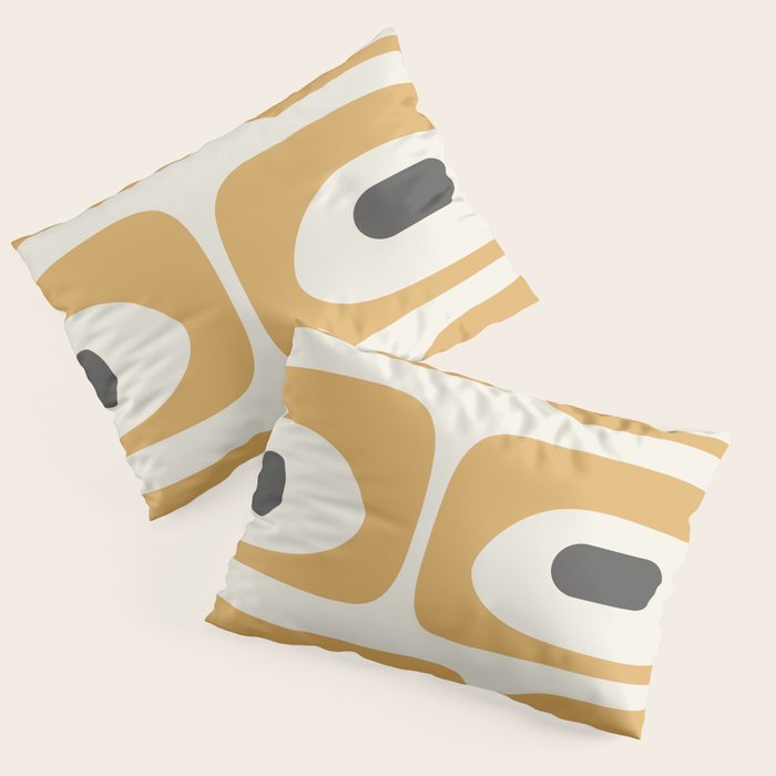 Mid Century Modern Piquet Pattern in Mustard Gold Charcoal Cream  Pillow Sham Gallery Image 3