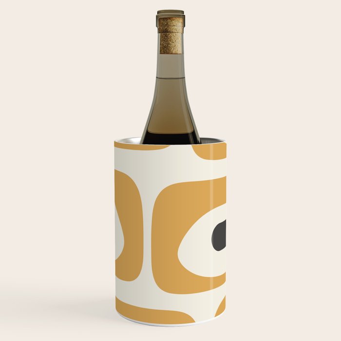Mid Century Modern Piquet Pattern in Mustard Gold Charcoal Cream  Wine Chiller Gallery Image 1