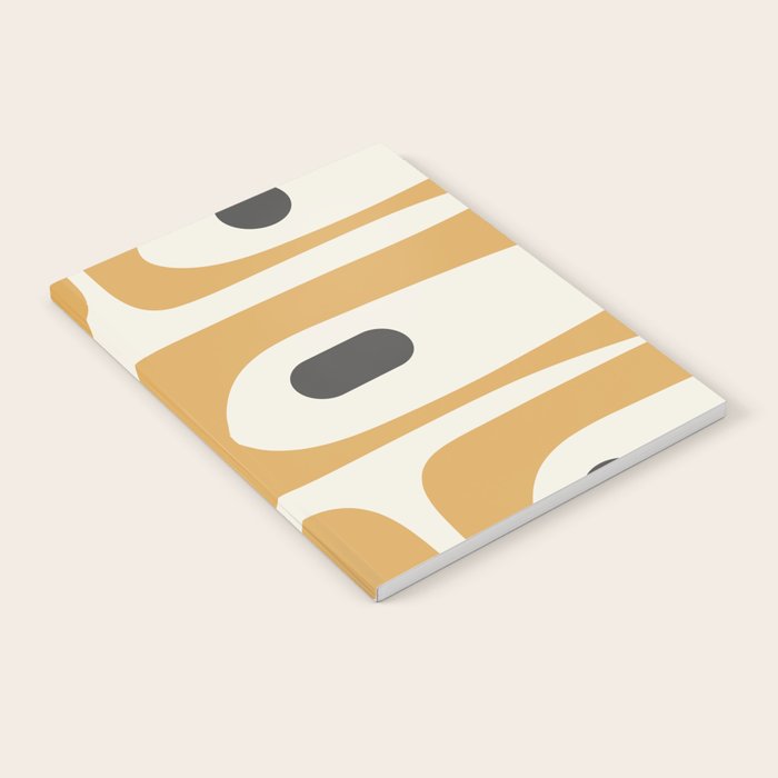 Mid Century Modern Piquet Pattern in Mustard Gold Charcoal Cream  Notebook Gallery Image 2