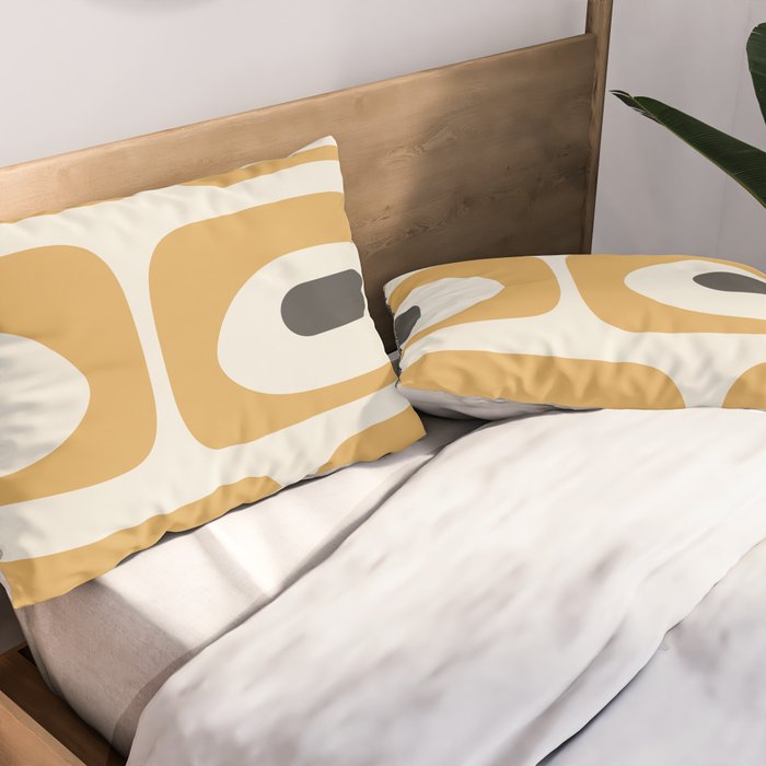 Mid Century Modern Piquet Pattern in Mustard Gold Charcoal Cream  Pillow Sham Gallery Image 2