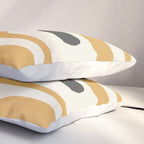 Mid Century Modern Piquet Pattern in Mustard Gold Charcoal Cream  Pillow Sham Gallery Image 3