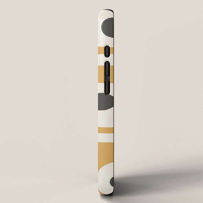 Mid Century Modern Piquet Pattern in Mustard Gold Charcoal Cream  iPhone Case Gallery Image 2