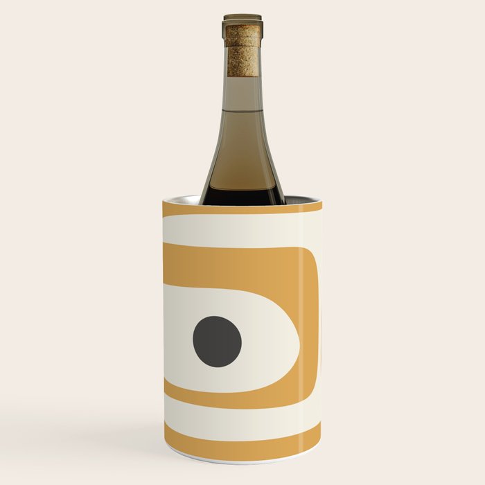 Mid Century Modern Piquet Pattern in Mustard Gold Charcoal Cream  Wine Chiller Gallery Image 2