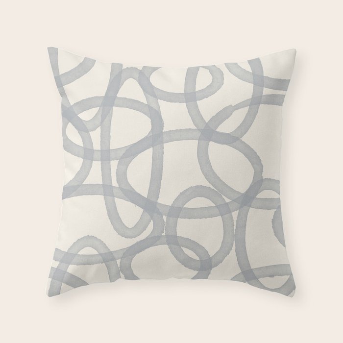 Watercolor Circles - Blue Cream Throw Pillow Gallery Image 1