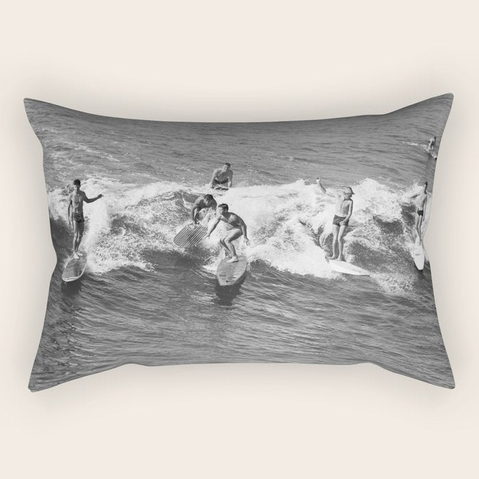 Guys On A Wave Rectangular Pillow Gallery Image 1