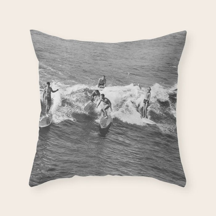 Guys On A Wave Throw Pillow Gallery Image 1
