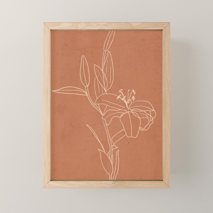  Lily Flower Line Drawing 2 Mini Art Print Gallery Image 1